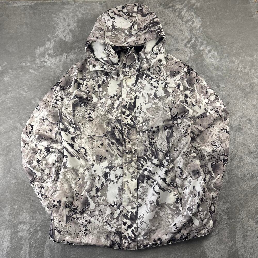 Oakley Womens L Insulated Ski Snowboard Jacket Panda Camo Black White Loose Fit